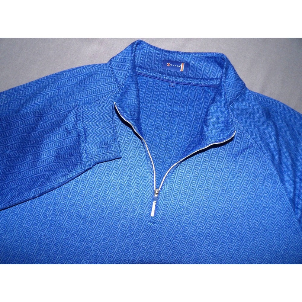 STITCH Blue Herringbone Stretch 1/4‎ Zip Performance Golf Jacket Men's Large